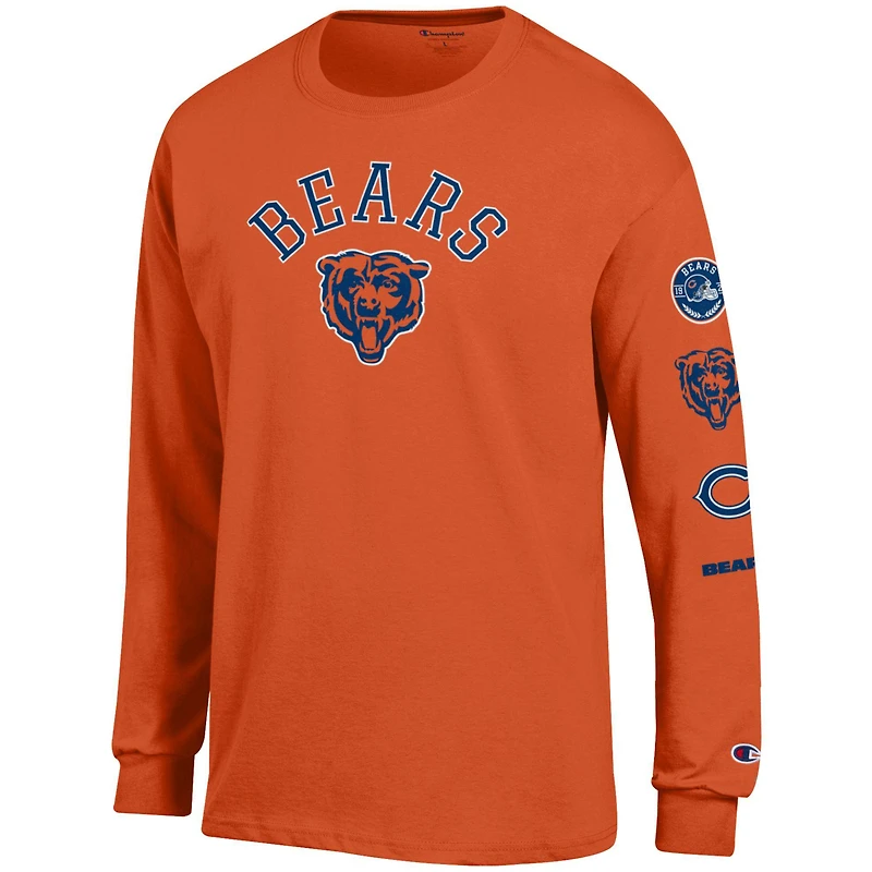 Men's Champion  Orange Chicago Bears Seal Long Sleeve T-Shirt