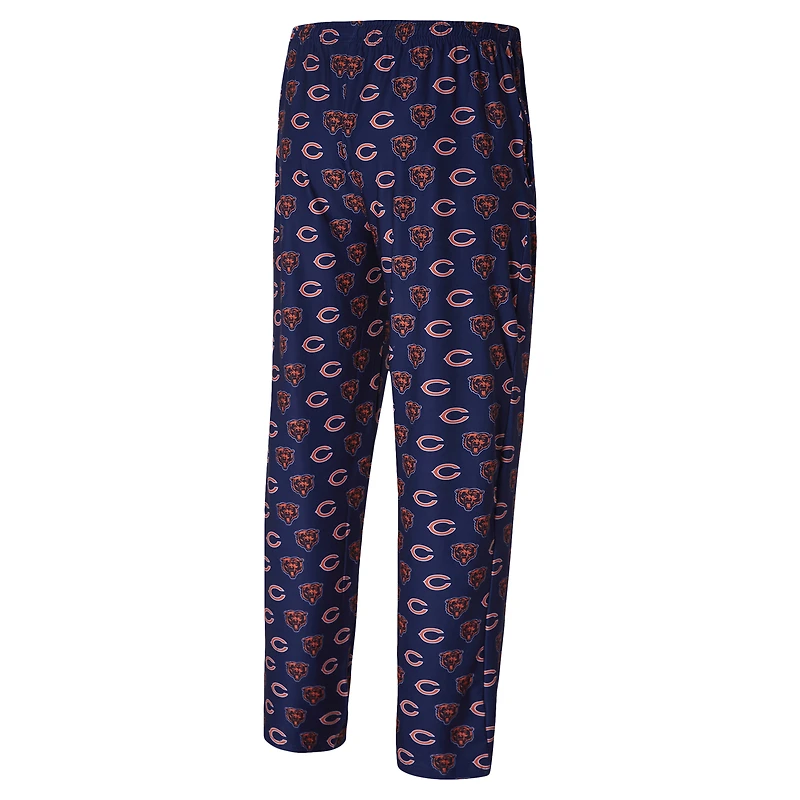 Men's Concepts Sport Navy Chicago Bears Record Allover Print Knit Pants