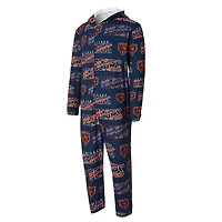 Men's Concepts Sport Navy Chicago Bears Shuffle All-Over-Print Microfleece Full-Zip Union Suit