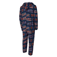 Men's Concepts Sport Navy Chicago Bears Shuffle All-Over-Print Microfleece Full-Zip Union Suit