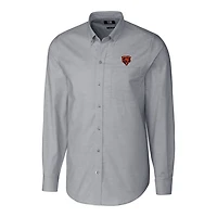 Chemise boutonnée extensible à manches longues et col boutonné pour homme, couleur anthracite, avec logo rétro des Chicago Bears, coupe Cutter & Buck, grande taille