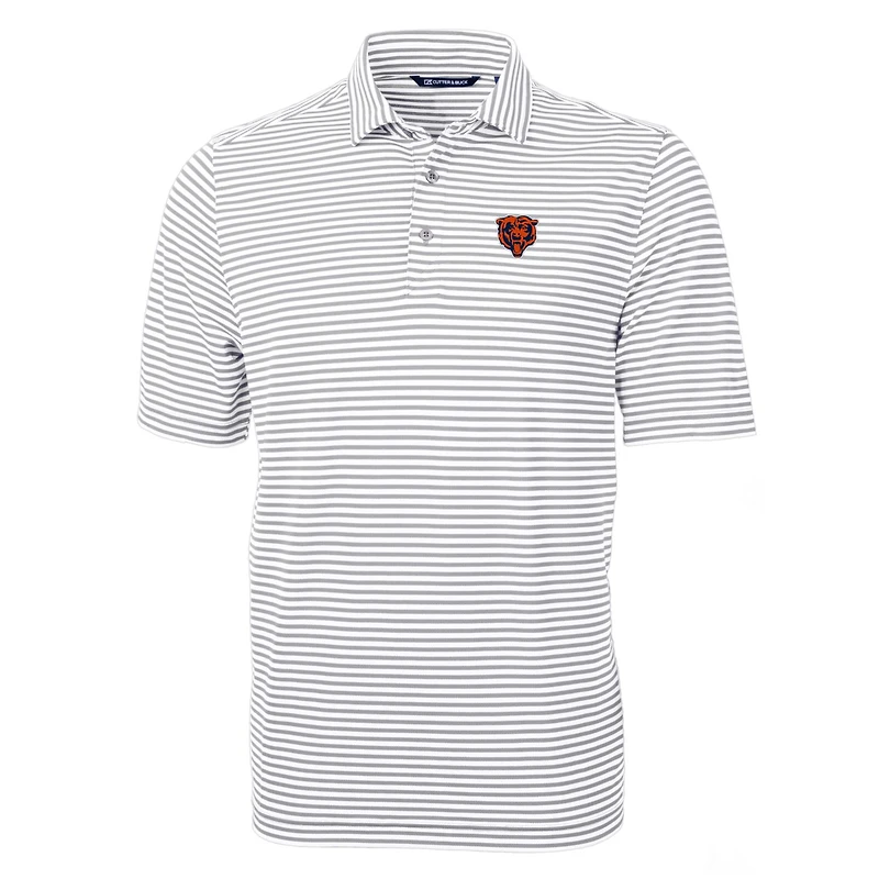 Polo homme Cutter & Buck gris Chicago Bears Throwback Logo Virtue Eco Pique Stripe recyclé grande taille