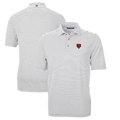 Polo homme Cutter & Buck gris Chicago Bears Throwback Logo Virtue Eco Pique Stripe recyclé grande taille