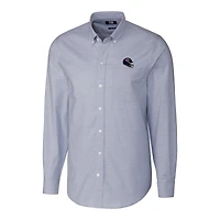 Chemise boutonnée à manches longues en tissu Oxford extensible bleu clair pour homme, modèle Cutter & Buck