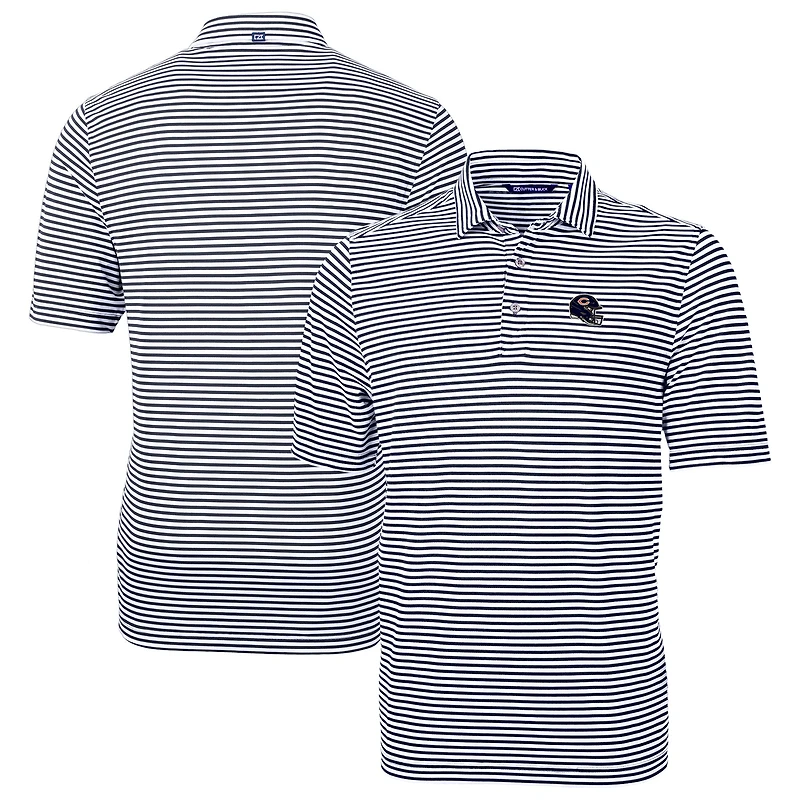 Polo recyclé à rayures et piqué écologique pour homme, bleu marine, des Chicago Bears, Cutter & Buck