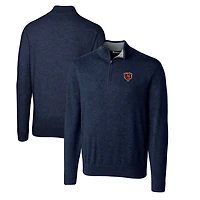 Men's Cutter & Buck Navy Chicago Bears Throwback Logo Lakemont Tri-Blend Big Tall Quarter-Zip Pullover Sweater