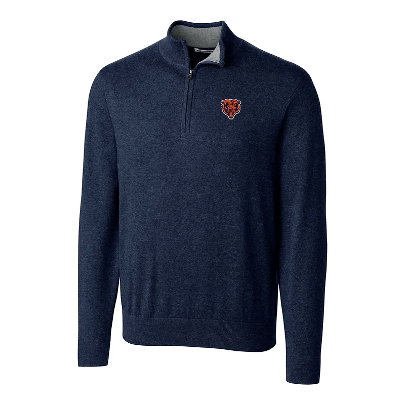 Men's Cutter & Buck Navy Chicago Bears Throwback Logo Lakemont Tri-Blend Big Tall Quarter-Zip Pullover Sweater