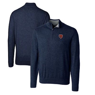 Men's Cutter & Buck Navy Chicago Bears Throwback Logo Lakemont Tri-Blend Big Tall Quarter-Zip Pullover Sweater