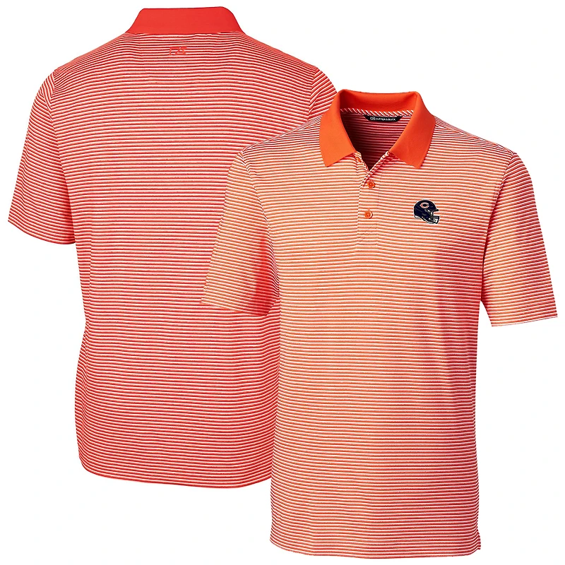 Polo extensible à rayures ton sur pour homme Cutter & Buck Orange Chicago Bears Helmet Forge