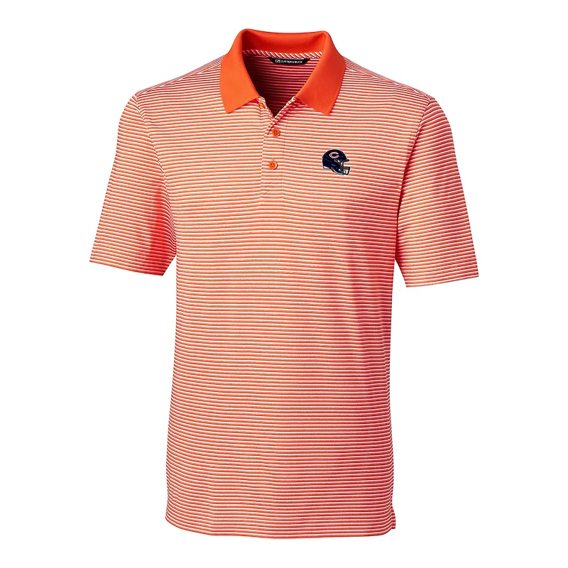 Polo extensible à rayures ton sur pour homme Cutter & Buck Orange Chicago Bears Helmet Forge