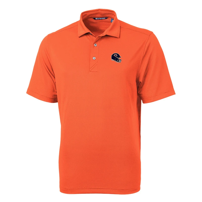Polo en piqué écologique recyclé pour homme, orange, motif casque des Chicago Bears, Cutter & Buck