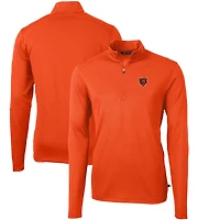 Men's Cutter & Buck Orange Chicago Bears Throwback Logo Virtue Eco Pique Recycled Quarter-Zip Pullover Top