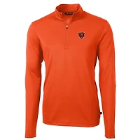 Men's Cutter & Buck Orange Chicago Bears Throwback Logo Virtue Eco Pique Recycled Quarter-Zip Pullover Top