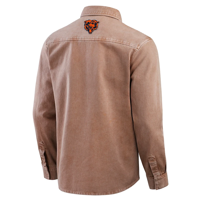Chemise à manches longues teintée en pièce pour homme de la collection Darius Rucker par Fanatics Brown Chicago Bears