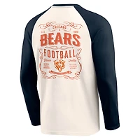 T-shirt Henley Raglan pour homme de la collection Darius Rucker Fanatics, couleur crème/bleu marine, des Chicago Bears