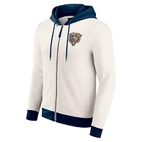 Sweat à capuche zippé intégral pour homme de la collection Darius Rucker par Fanatics, couleur crème, motif rétro des Chicago Bears, effet vieilli