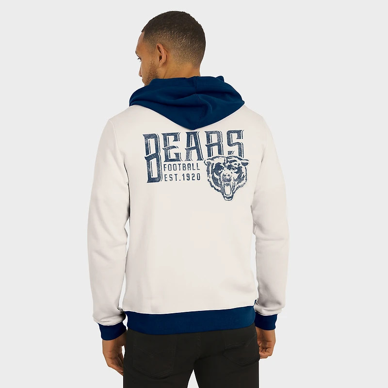 Sweat à capuche zippé intégral pour homme de la collection Darius Rucker par Fanatics, couleur crème, motif rétro des Chicago Bears, effet vieilli
