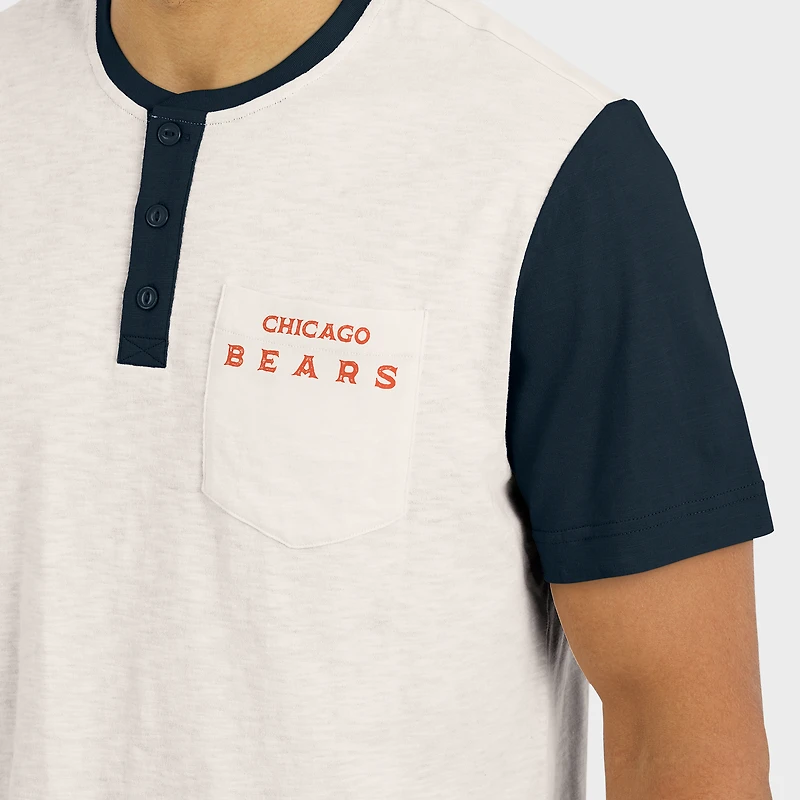Men's Darius Rucker Collection by Fanatics Cream Chicago Bears Henley Colorblock Slub Pocket T-Shirt
