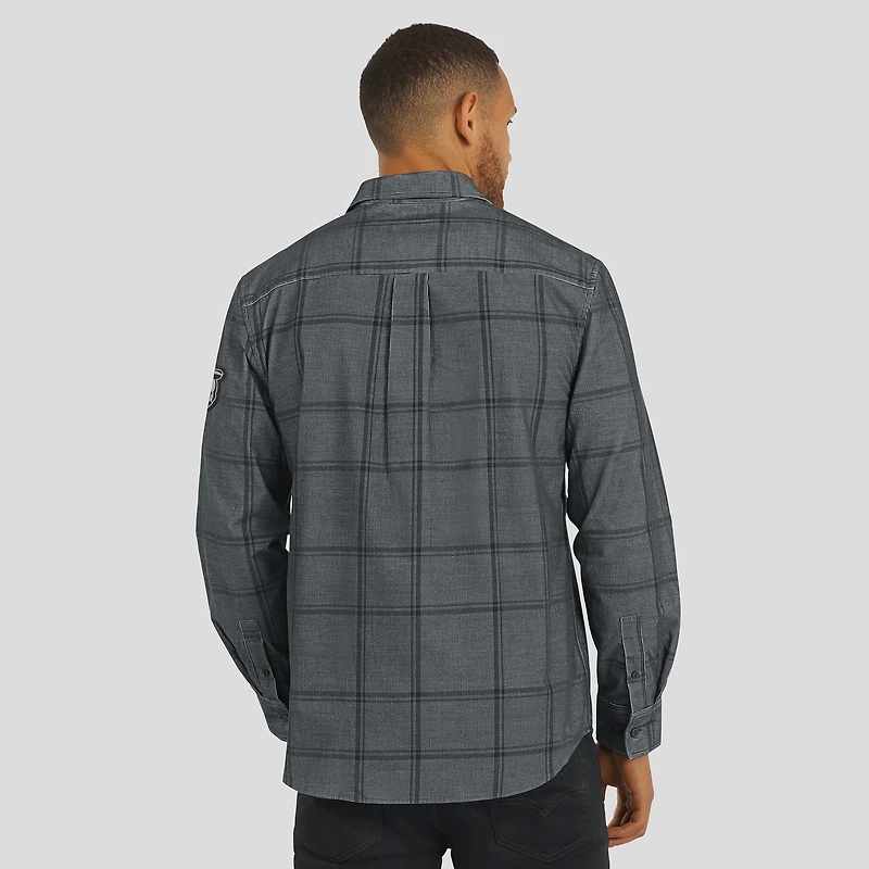 Chemise boutonnée en velours côtelé micro-élastique gris pour homme, collection Darius Rucker par Fanatics