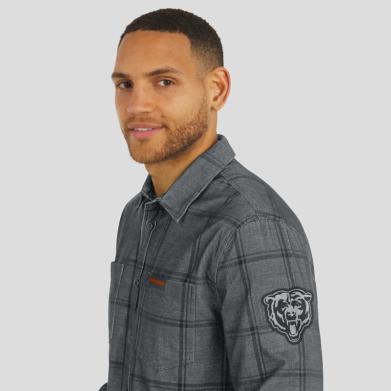 Men's Darius Rucker Collection by Fanatics Gray Chicago Bears Micro Corduroy Plaid Button Up Shirt