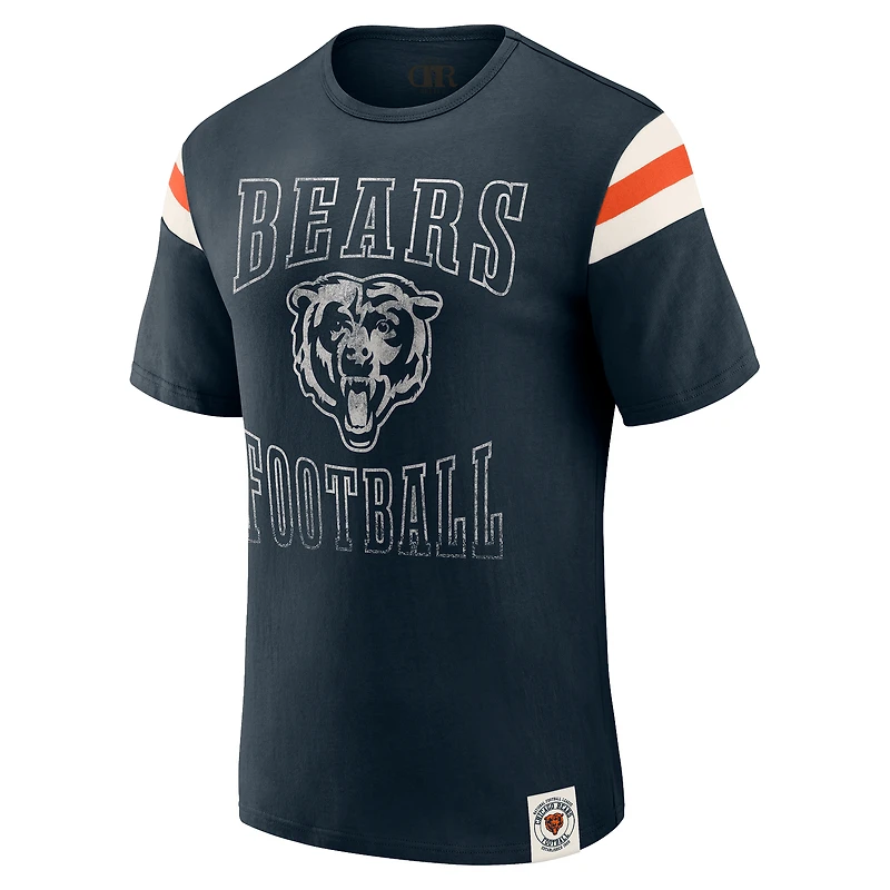Men's Darius Rucker Collection by Fanatics  Navy Chicago Bears Football Stripe Sleeve T-Shirt