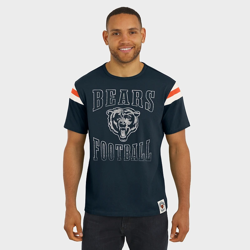 Men's Darius Rucker Collection by Fanatics  Navy Chicago Bears Football Stripe Sleeve T-Shirt
