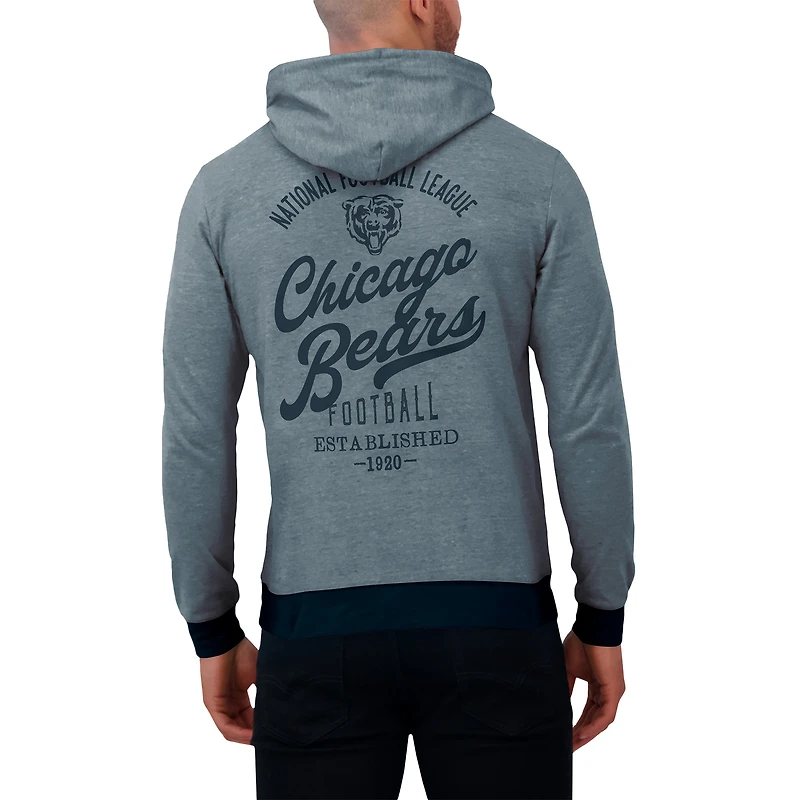 Men's Darius Rucker Collection by Fanatics Navy Chicago Bears Tonal Knit Pullover Hoodie