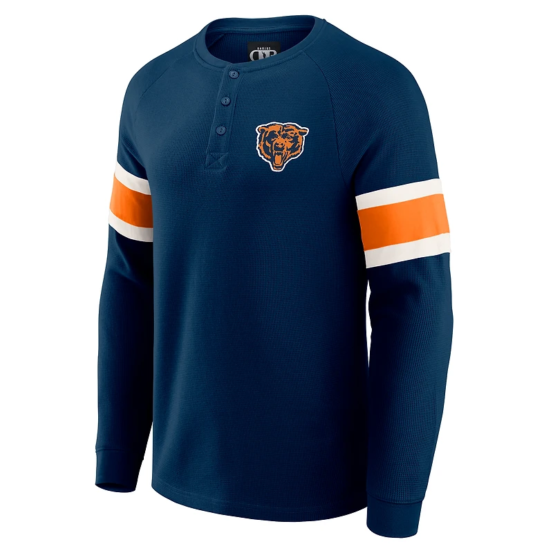 Men's Darius Rucker Collection by Fanatics Navy Chicago Bears Waffle-Knit Raglan Long Sleeve Henley T-Shirt