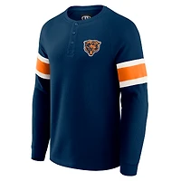 Men's Darius Rucker Collection by Fanatics Navy Chicago Bears Waffle-Knit Raglan Long Sleeve Henley T-Shirt