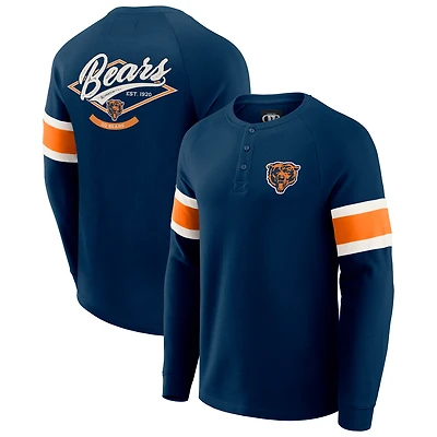 Men's Darius Rucker Collection by Fanatics Navy Chicago Bears Waffle-Knit Raglan Long Sleeve Henley T-Shirt
