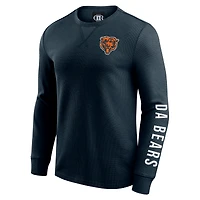 T-shirt à manches longues en tricot gaufré délavé pour homme de la collection Darius Rucker par Fanatics, bleu marine, Chicago Bears