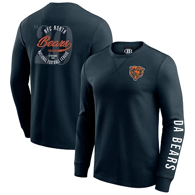 T-shirt à manches longues en tricot gaufré délavé pour homme de la collection Darius Rucker par Fanatics, bleu marine, Chicago Bears