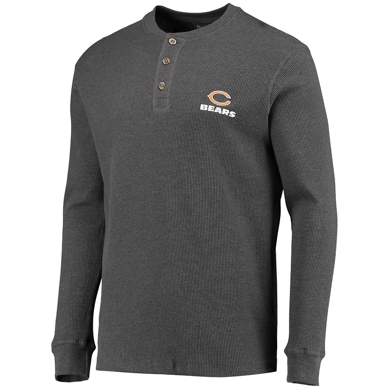 Dunbrooke Heathered Grey Chicago Bears Logo Maverick Thermal Henley T-shirt à manches longues pour hommes