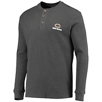 Dunbrooke Heathered Grey Chicago Bears Logo Maverick Thermal Henley T-shirt à manches longues pour hommes