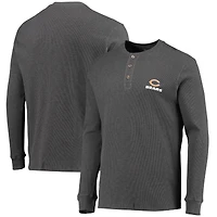 Dunbrooke Heathered Grey Chicago Bears Logo Maverick Thermal Henley T-shirt à manches longues pour hommes