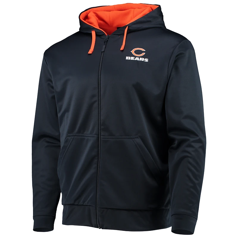 Sweat à capuche entièrement zippé pour homme Dunbrooke bleu marine/orange Chicago Bears Apprentice