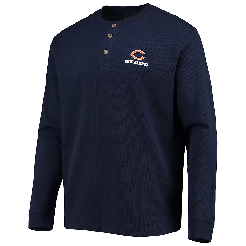 Men's Dunbrooke Navy Chicago Bears Logo Maverick Thermal Henley Long Sleeve T-Shirt