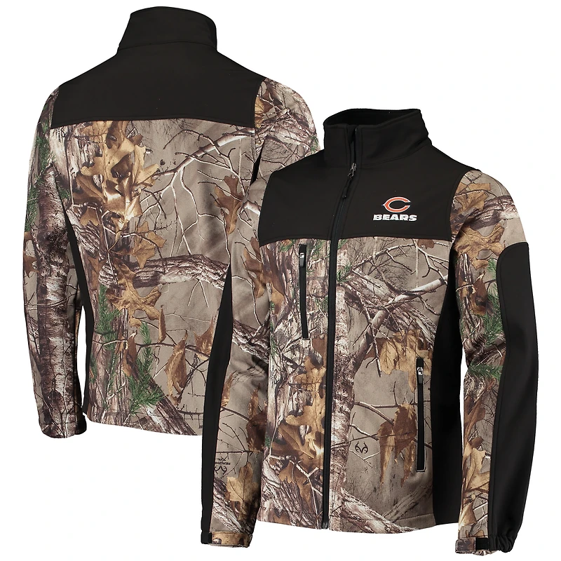 Veste softshell zippée intégrale Dunbrooke Realtree Camo/Noir Chicago Bears Circle Hunter pour homme