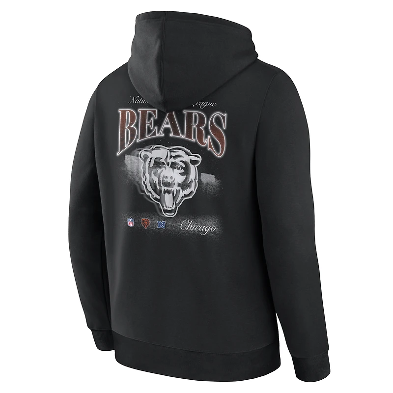 Men's Fanatics Black Chicago Bears Back Logo Fleece Hoodie