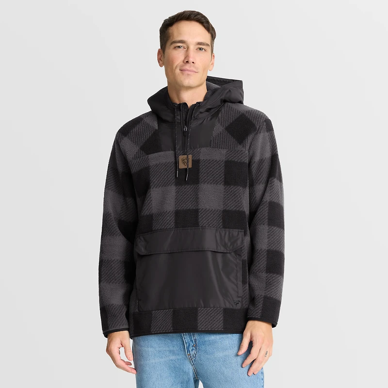 Men's Fanatics Black Chicago Bears Elements Plaid Polar Fleece Quarter-Zip Hoodie