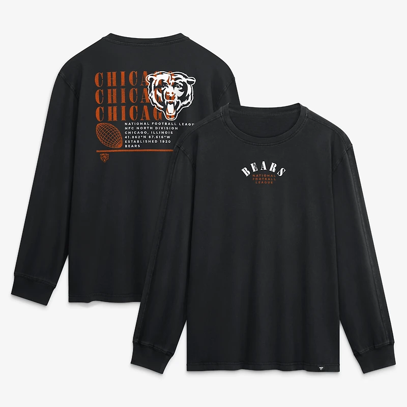 Men's Fanatics Black Chicago Bears Fullback Drive Relaxed Fit Long Sleeve T-Shirt