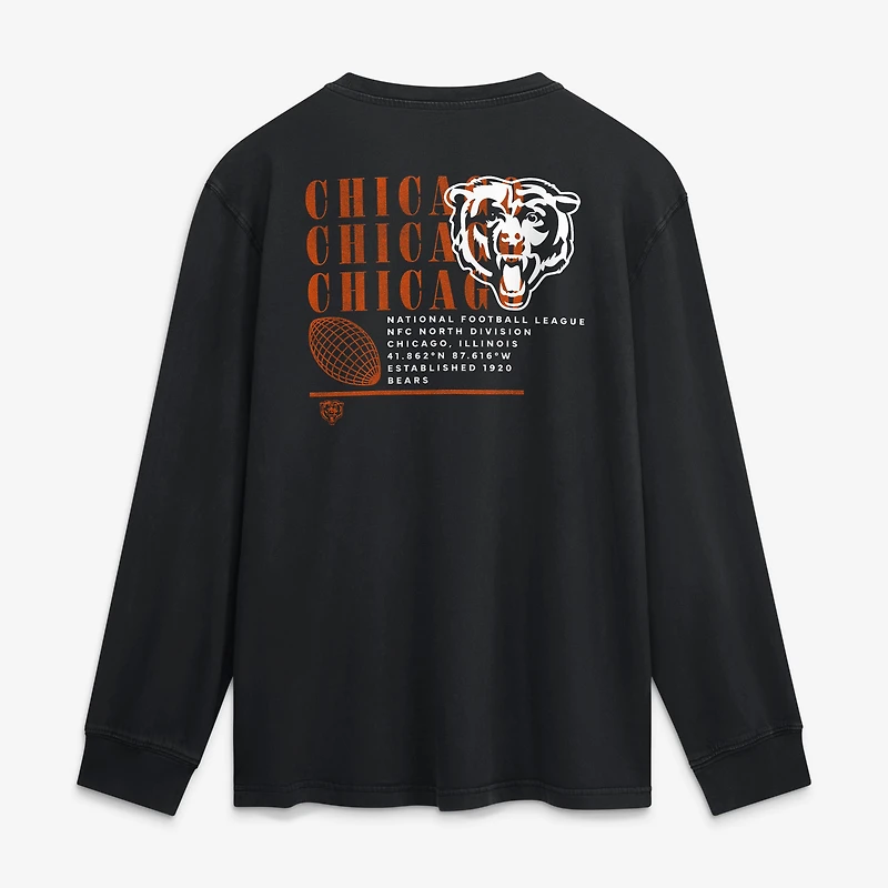 Men's Fanatics Black Chicago Bears Fullback Drive Relaxed Fit Long Sleeve T-Shirt