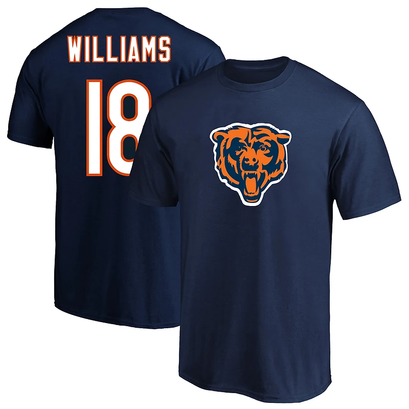 T-shirt homme Fanatics Caleb Williams bleu marine Chicago Bears, grandes tailles, nom et numéro du joueur
