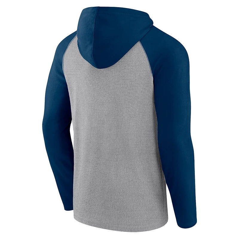 T-shirt à capuche manches longues Fanatics pour hommes, gris/bleu marine, Chicago Bears Under Center
