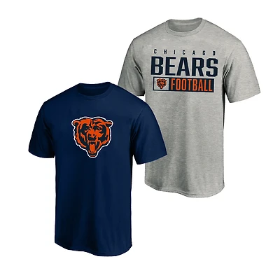 Men's Fanatics  Heather Gray/Navy Chicago Bears Big & Tall 2-Pack T-Shirt Set