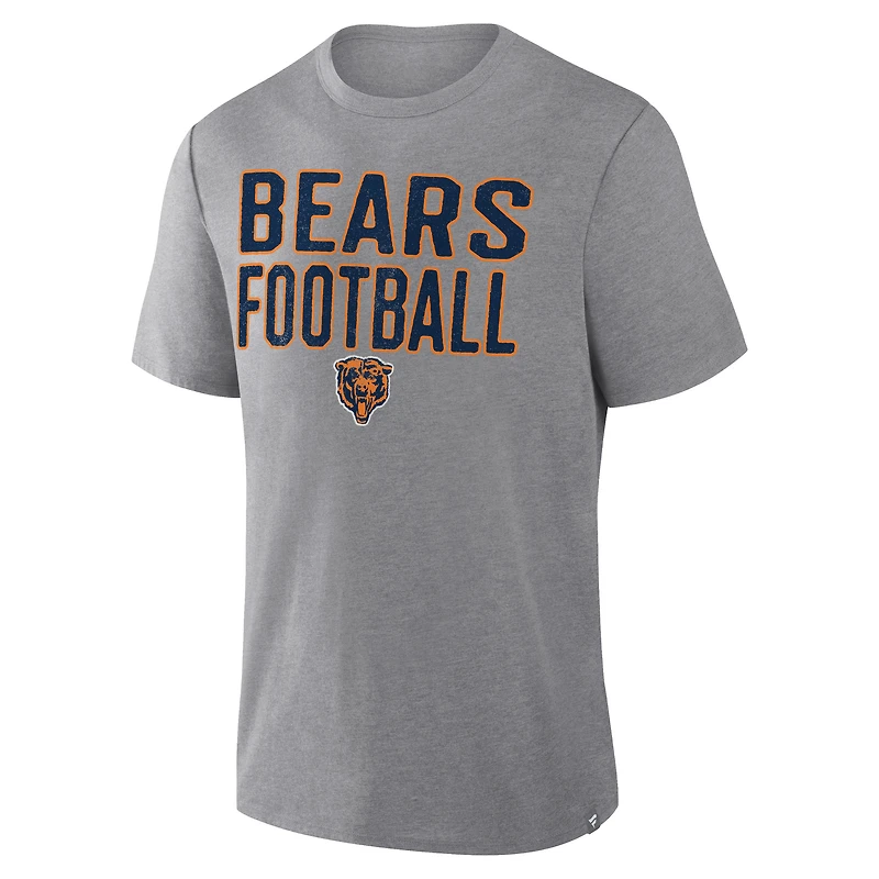 Men's Fanatics Heather Gray Chicago Bears First Down Tribute Tri-Blend T-Shirt