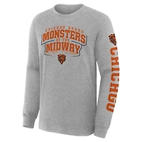 T-shirt à manches longues Fanatics pour homme, gris chiné, motif Hometown Sweep Legacy des Chicago Bears
