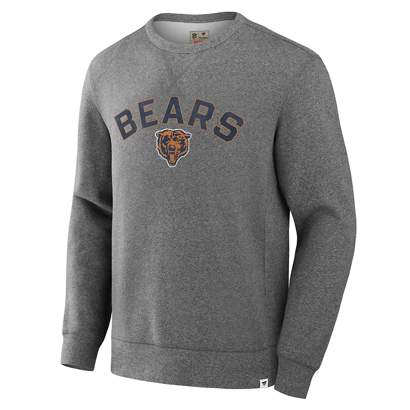 Sweat-shirt à capuche en tissu éponge boucle Fanatics Heather Grey pour homme des Chicago Bears