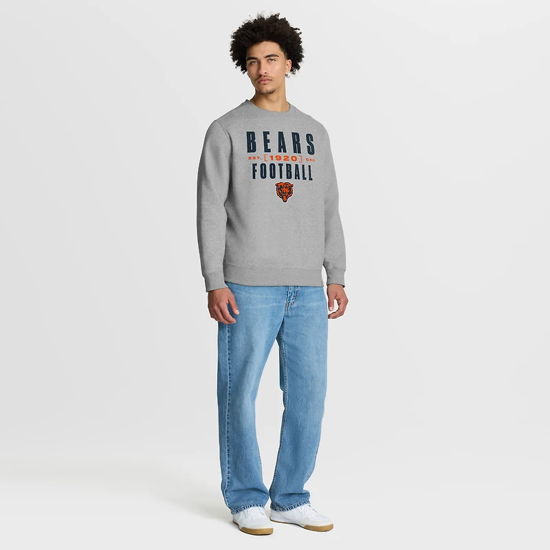 Men's Fanatics Heather Gray Chicago Bears Powerful Throw Legacy Pullover Sweatshirt
