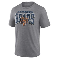 Men's Fanatics Heather Gray Chicago Bears Warped Block Tri-Blend T-Shirt